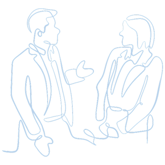 スーツ姿の男女は会話している風景